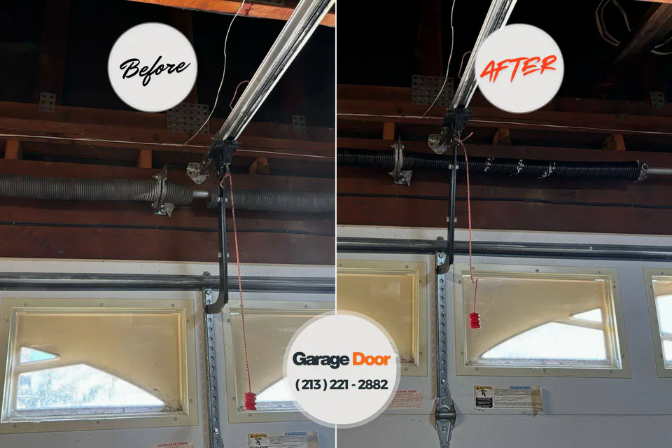 Before and after: garage door repair Muniz, TX